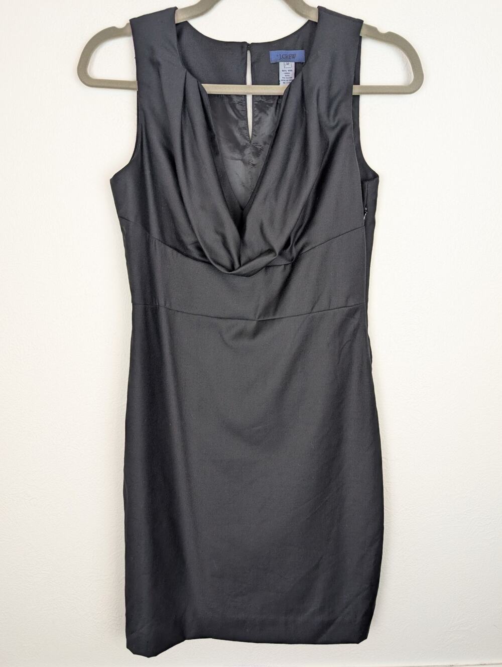 J Crew Dress Wool Sheath Babydoll Career Office Neutral Academia Black Size 2P